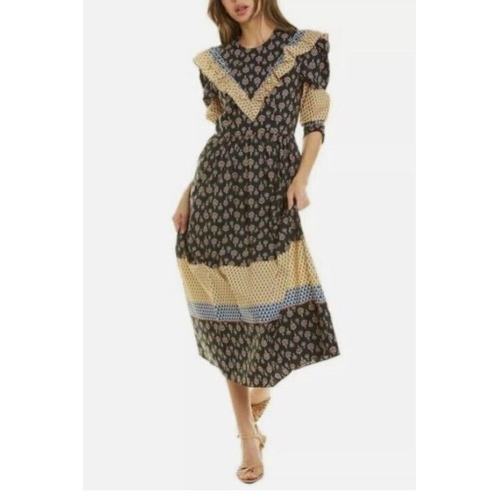NWOT Hunter Bell Patterson Midi Cotton Dress Size 4 Indio Springs #2G501